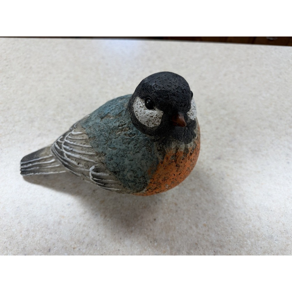 NAPCO Robin Bird Figurine Rustic Garden Decor Orange Blue Gray 10" Decorative